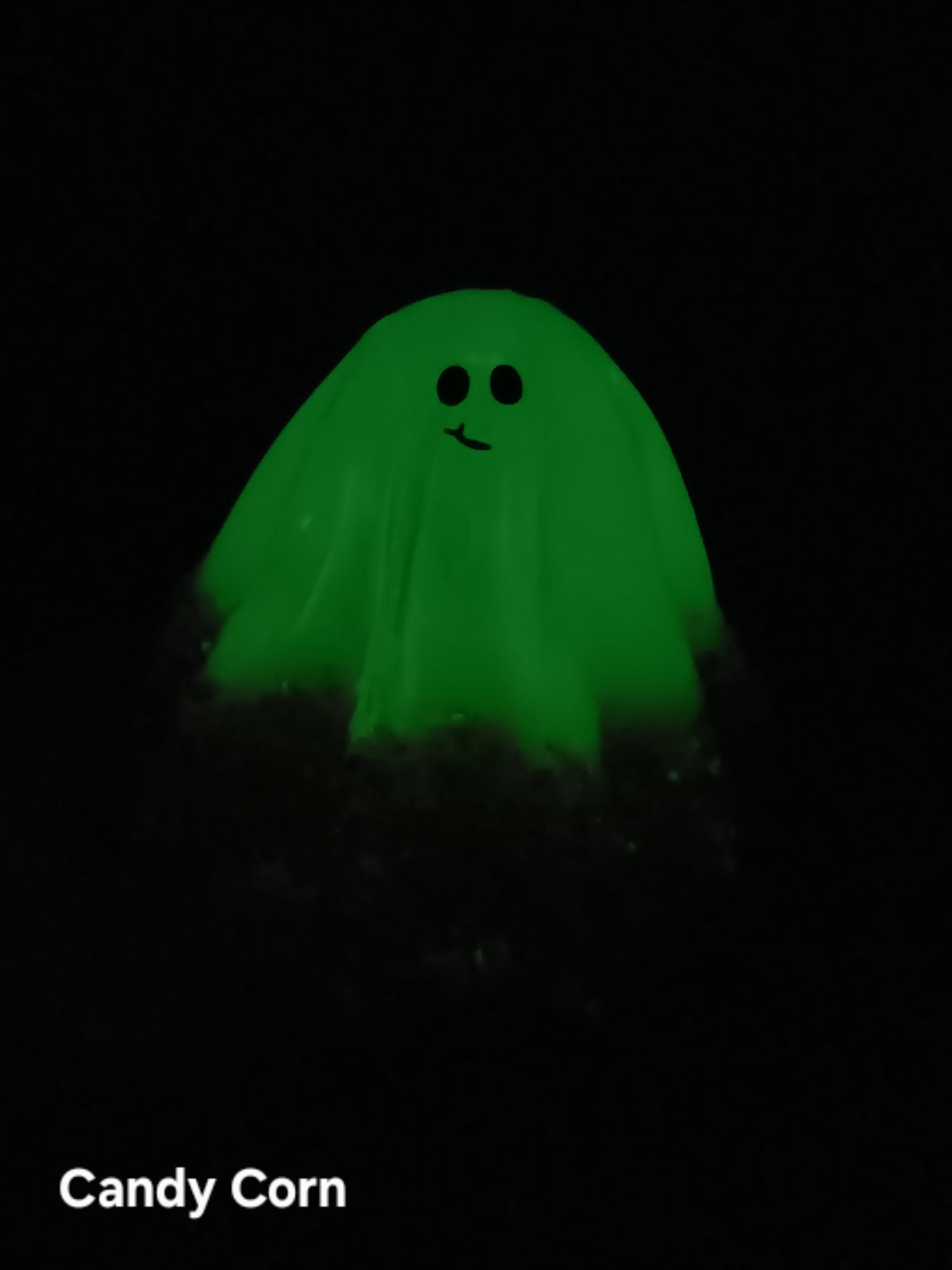 Large glow-in-the-dark ghost decoration, green glowing translucent body with smiling face