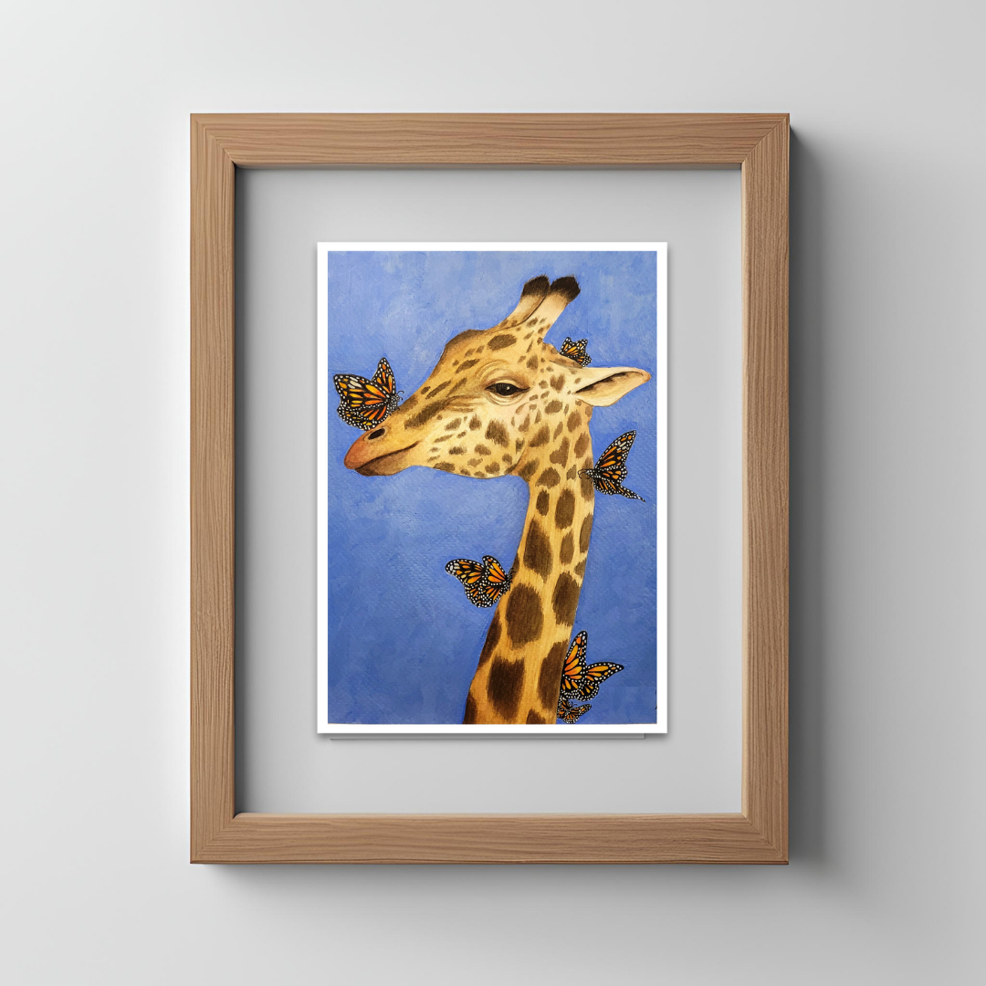 Giraffe Flutters Art Print