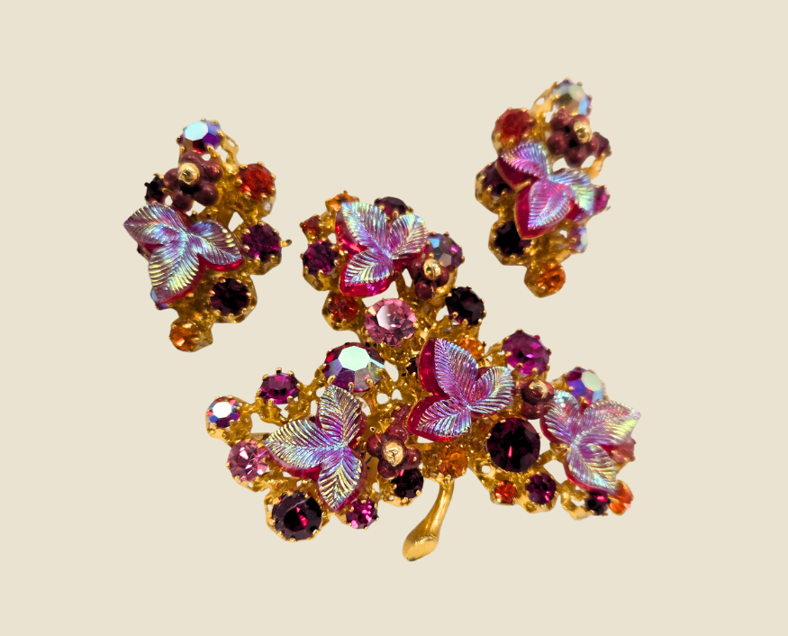 Triad Brooch and Earring Set