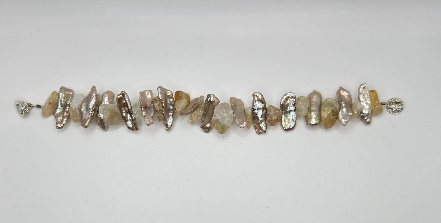 1930s Citrine and Biwa Pearl Bracelet