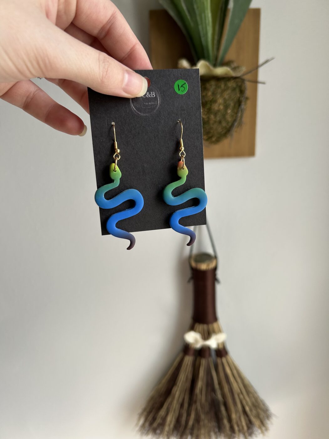 Blue Rainbow Snake Earrings