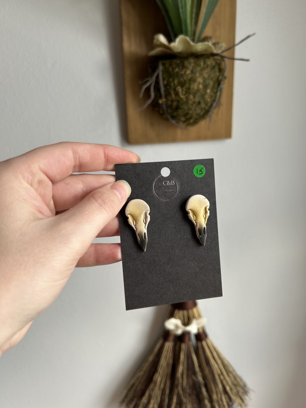 Small Crow Skull Earrings