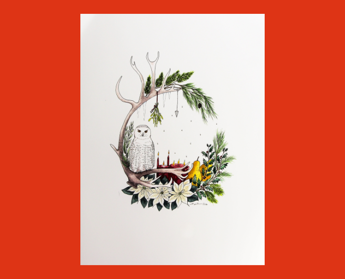 Yule Correspondence Wheel of the Year Wreath Print (11″ x 15″)