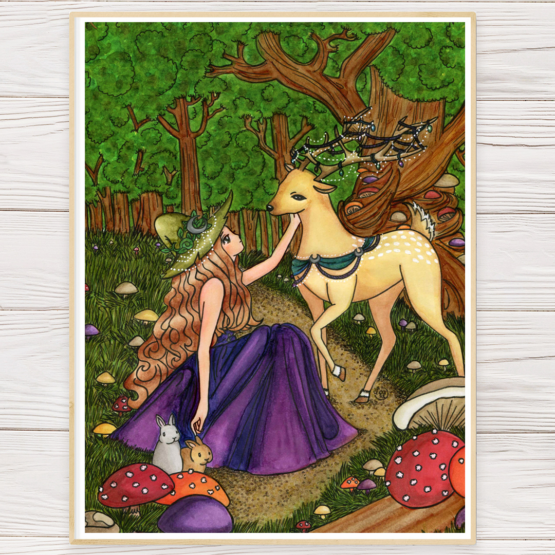 By the Moonlight Witches Art Print - Forest Witch