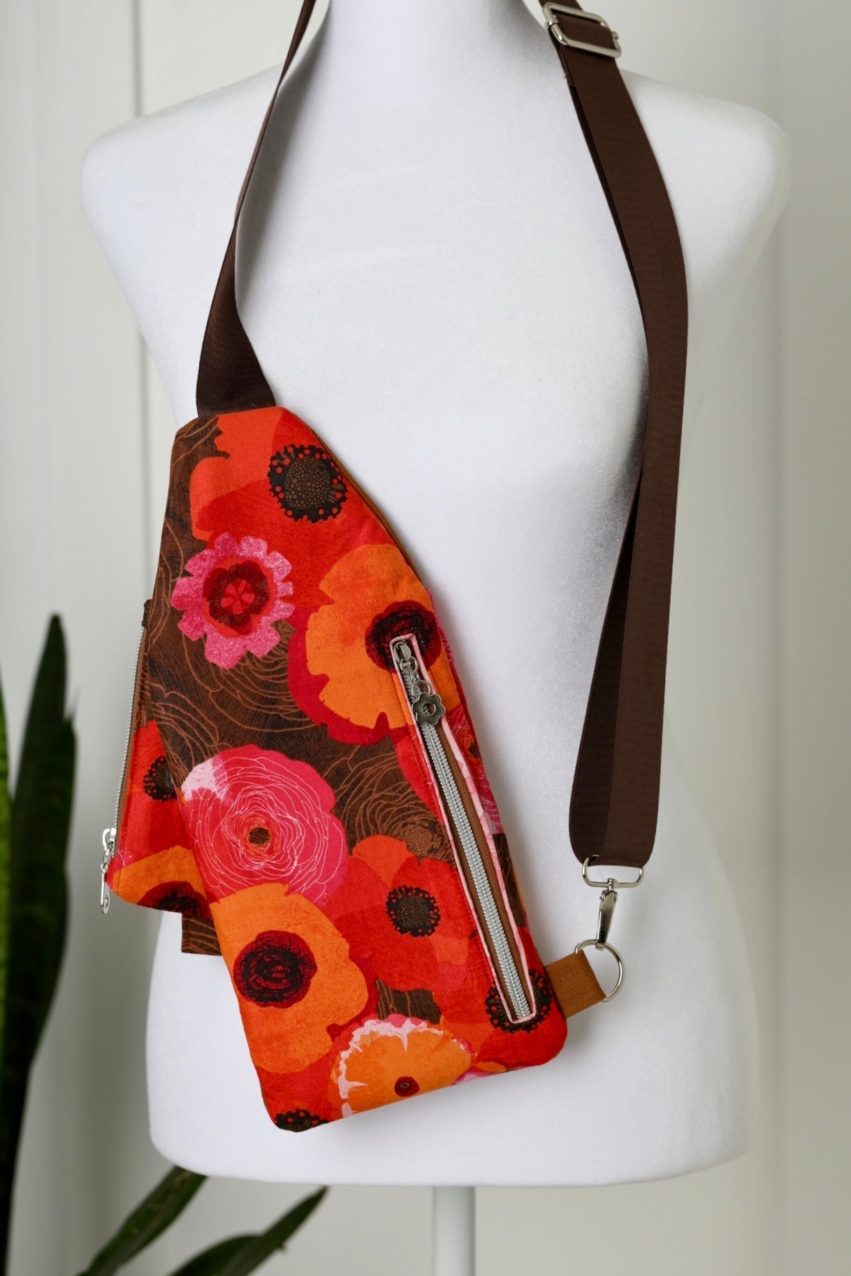 Crossbody Floral Bag with Matching Zipper Pouch and Wristlet