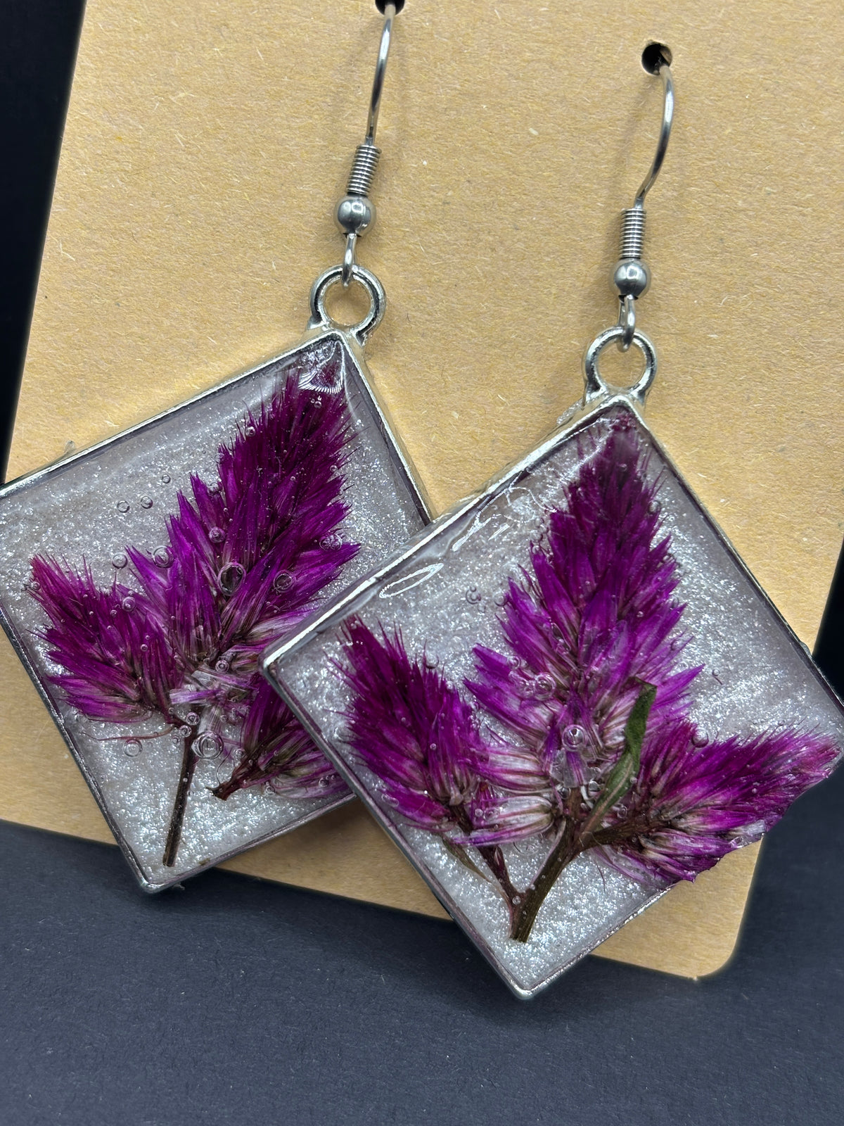 Purple Celosia Earrings