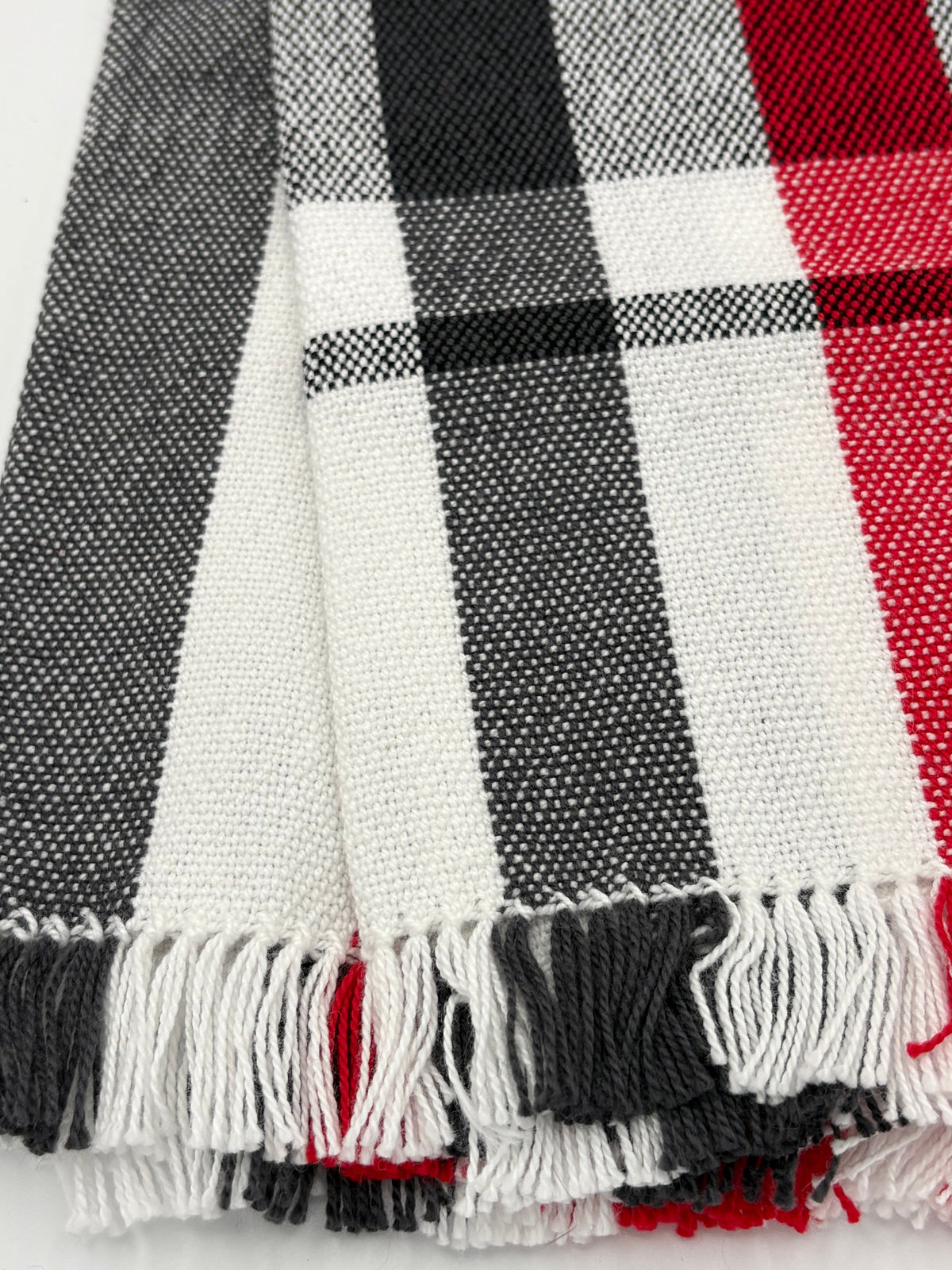 Tea Towel Handwoven Cotton Stripes Red Black