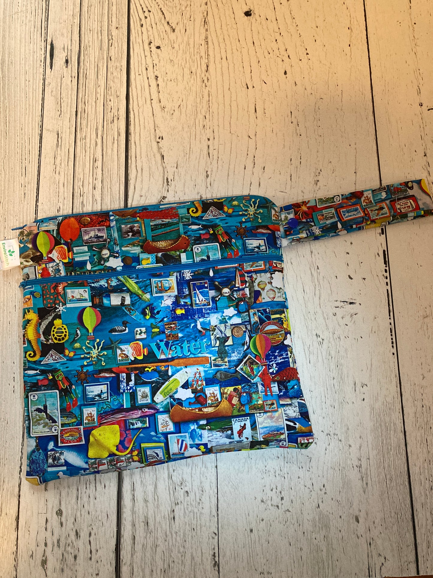 Blue I Spy Double Zipper Wetbag