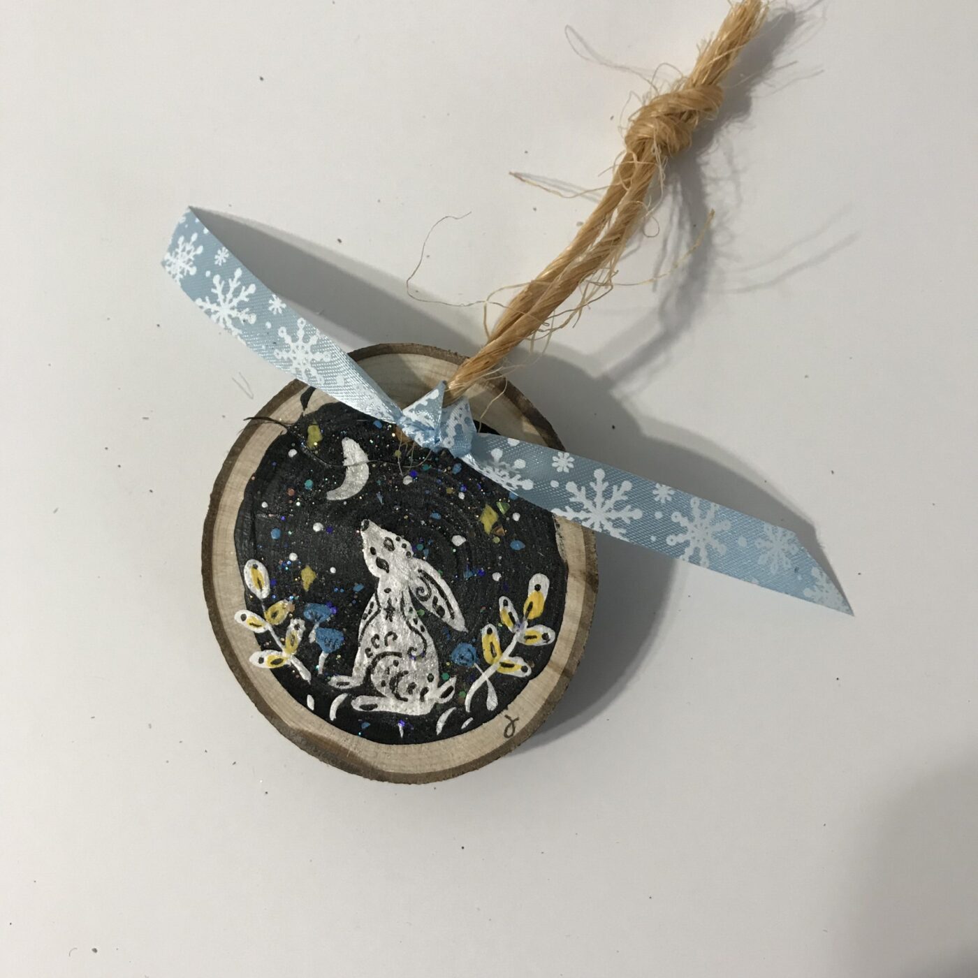 Hand Painted Wooden Ornament – Rabbit