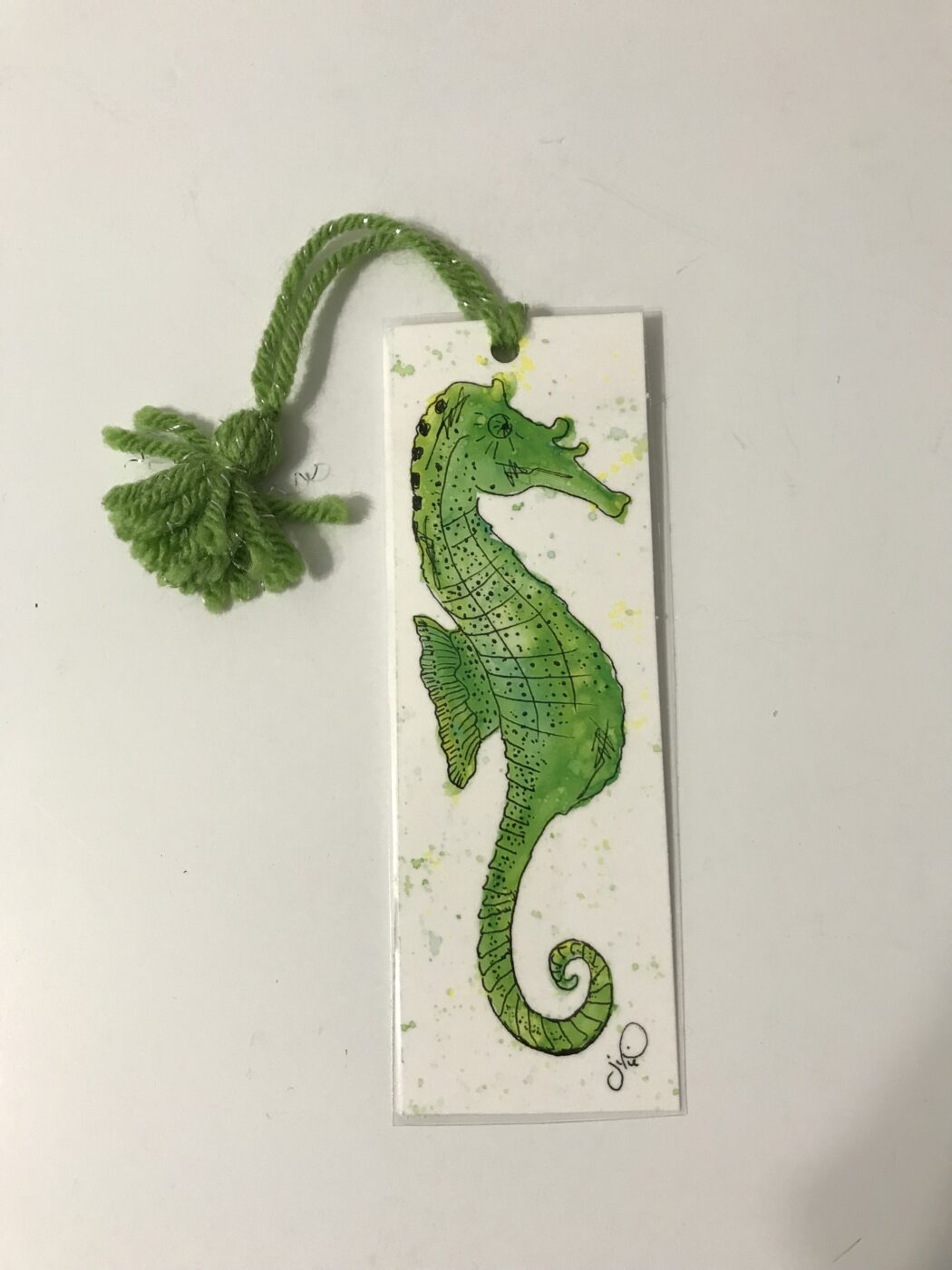 Bookmark – Green Seahorse