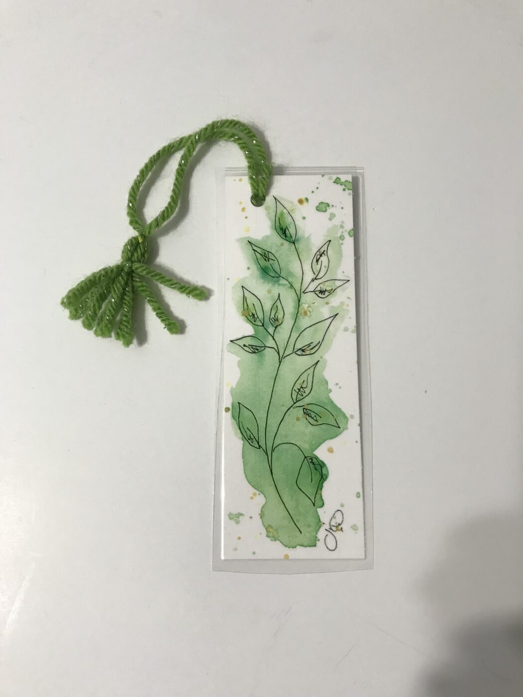 Bookmark – Green Watercolour Flowers