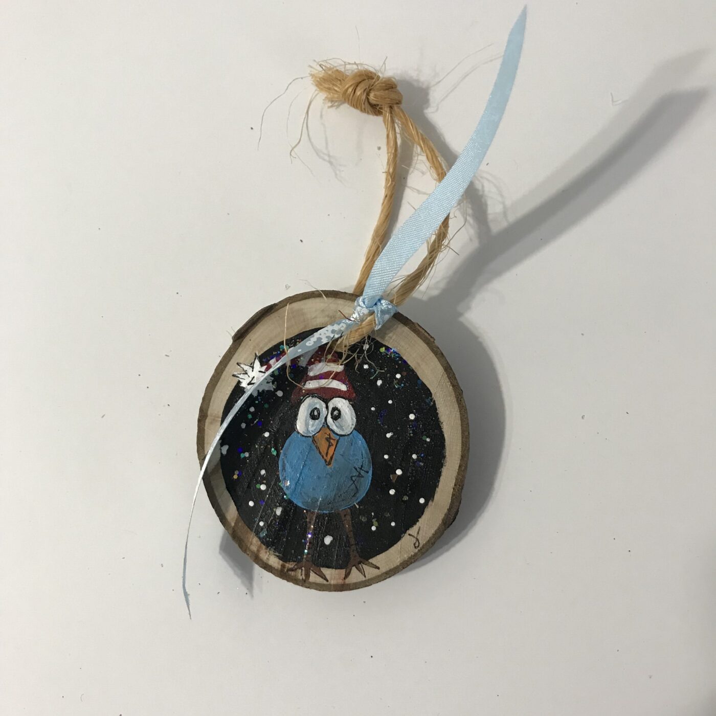 Hand Painted Wooden Ornament – Blue Bird