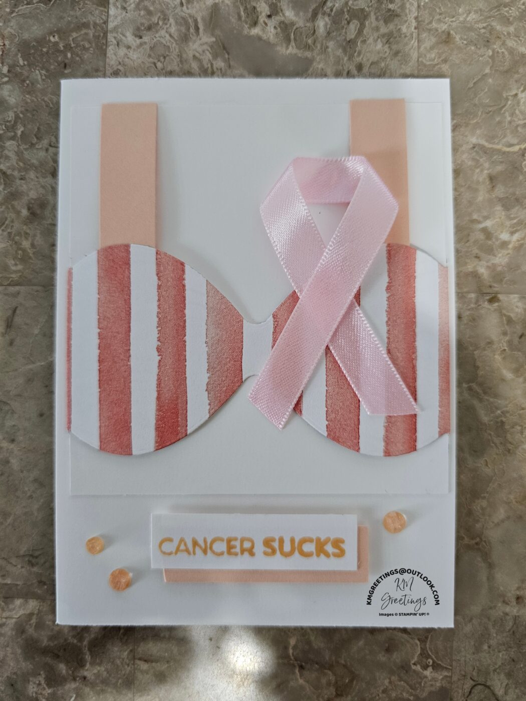 Cancer Sucks (Peach Stripes) Greeting Card