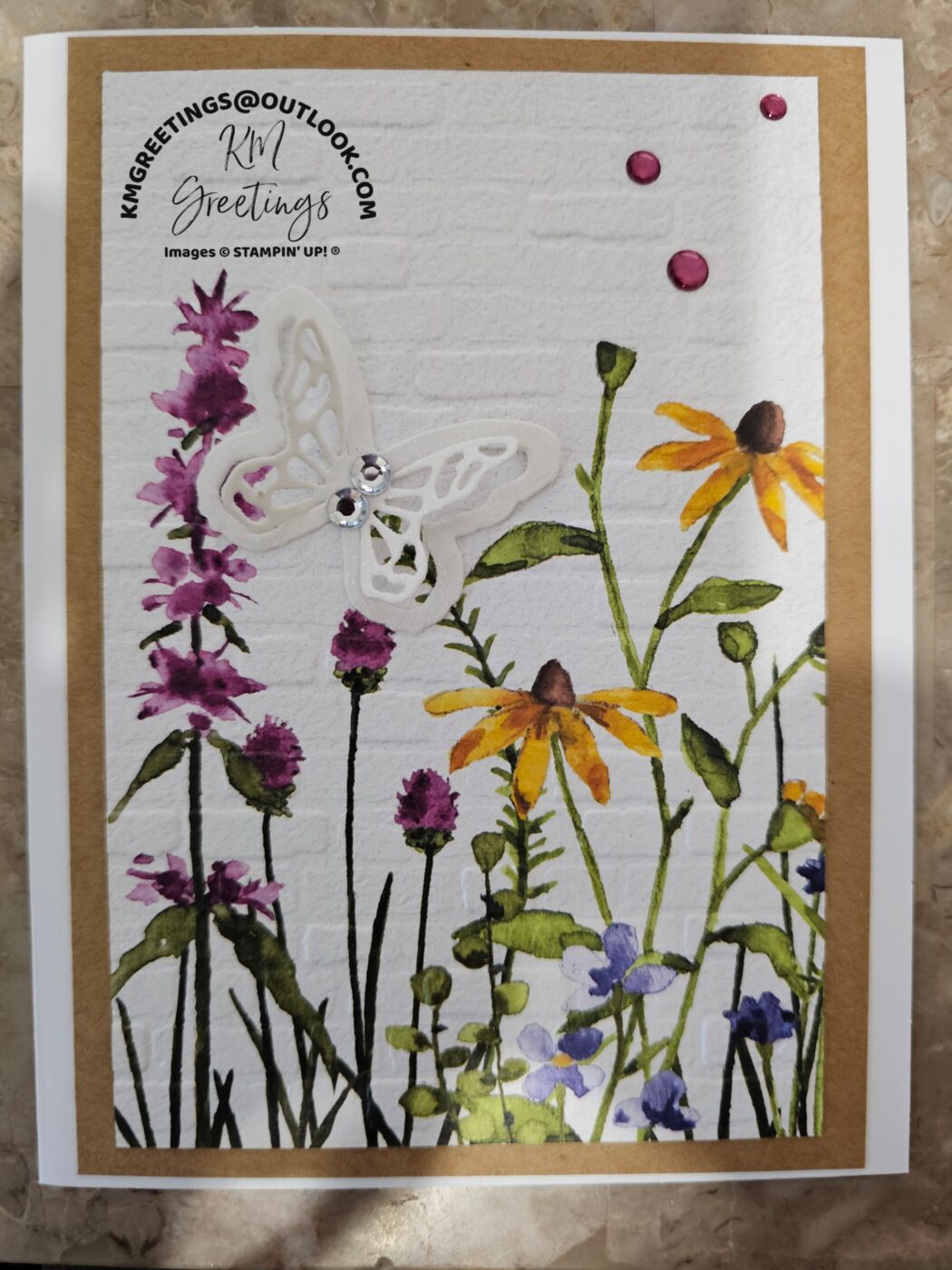 Flowers on Brick Wall Greeting Card