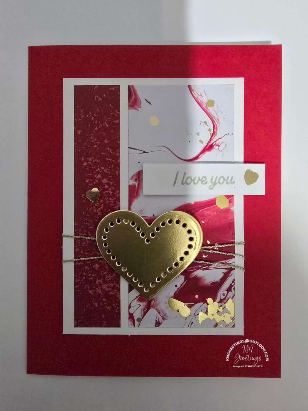 I Love You (Gold Heart On Red Background) Greeting Card