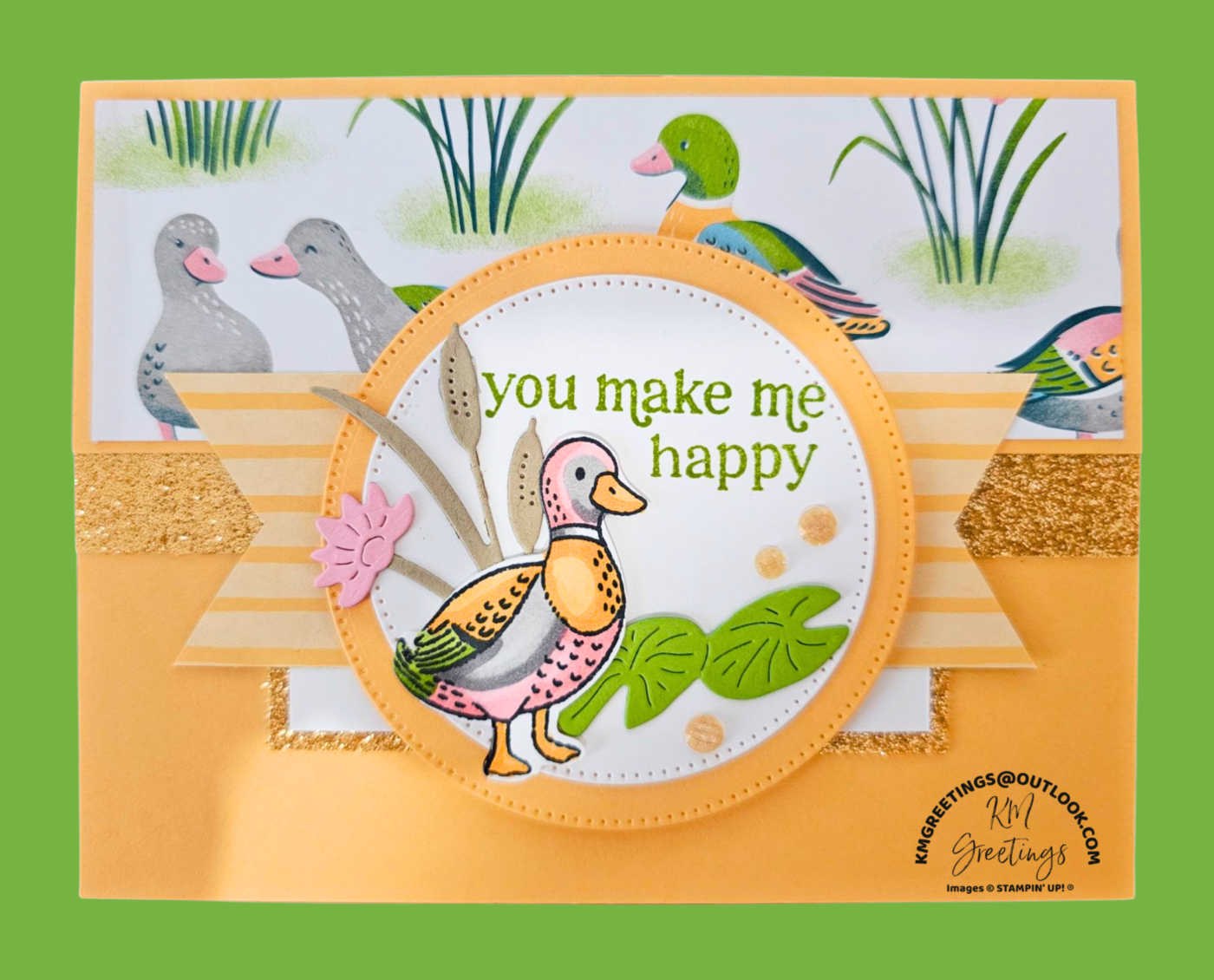 You Make Me Happy (Duck with Lillies) Greeting Card