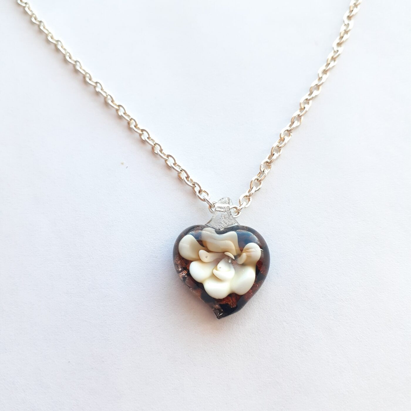 Elegant Lampwork Heart Pendant Necklace