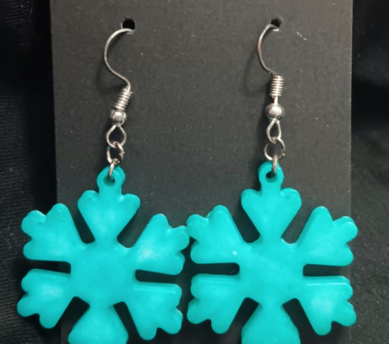 Thick Snowflake Dangle Earrings (variety of colours)