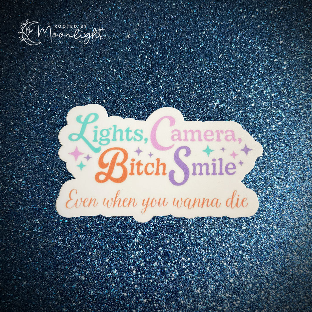 Lights, Camera, B***h Smile Sticker