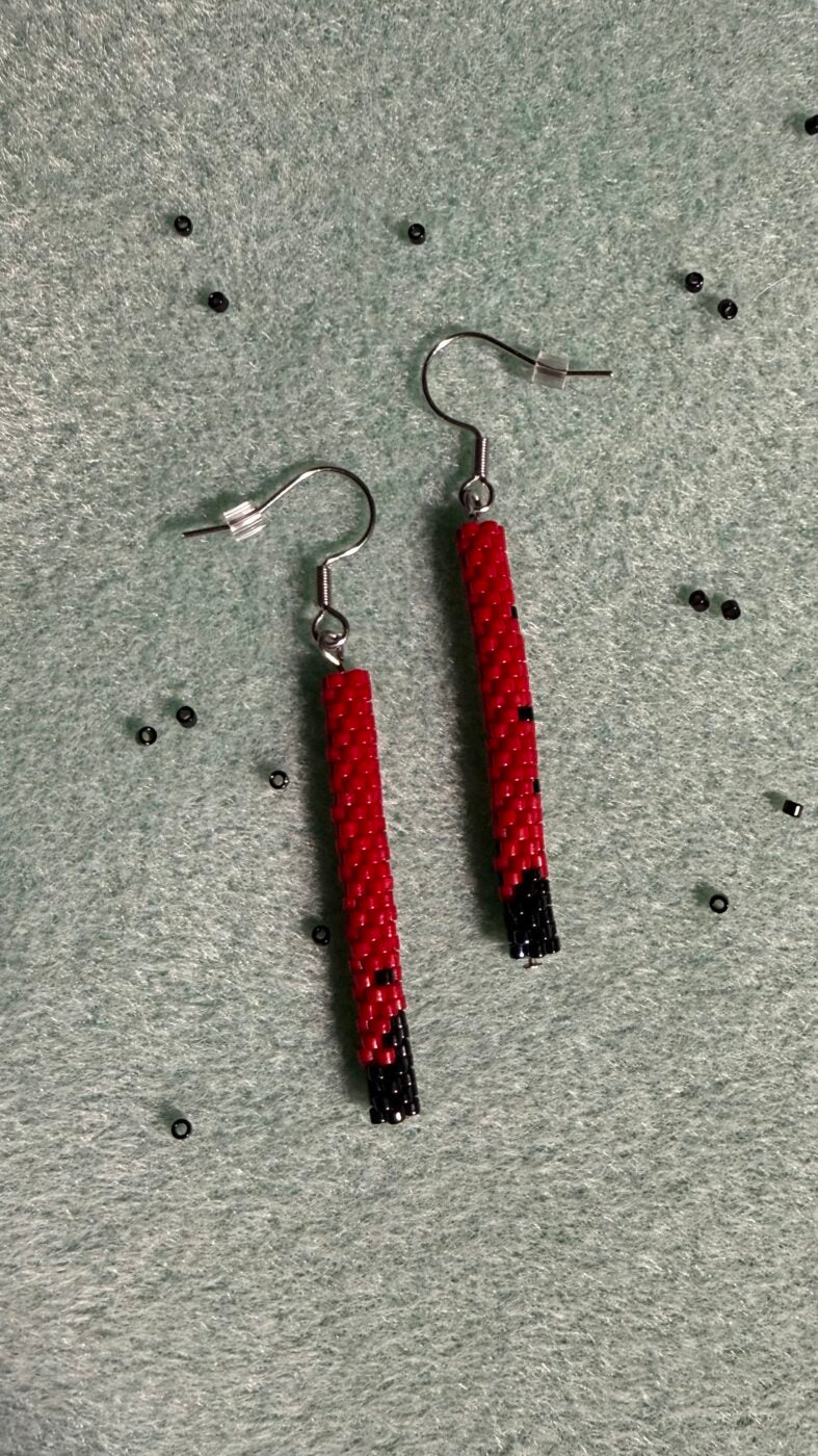 Red & Black Snathan Si (Fairy Thread) Earrings
