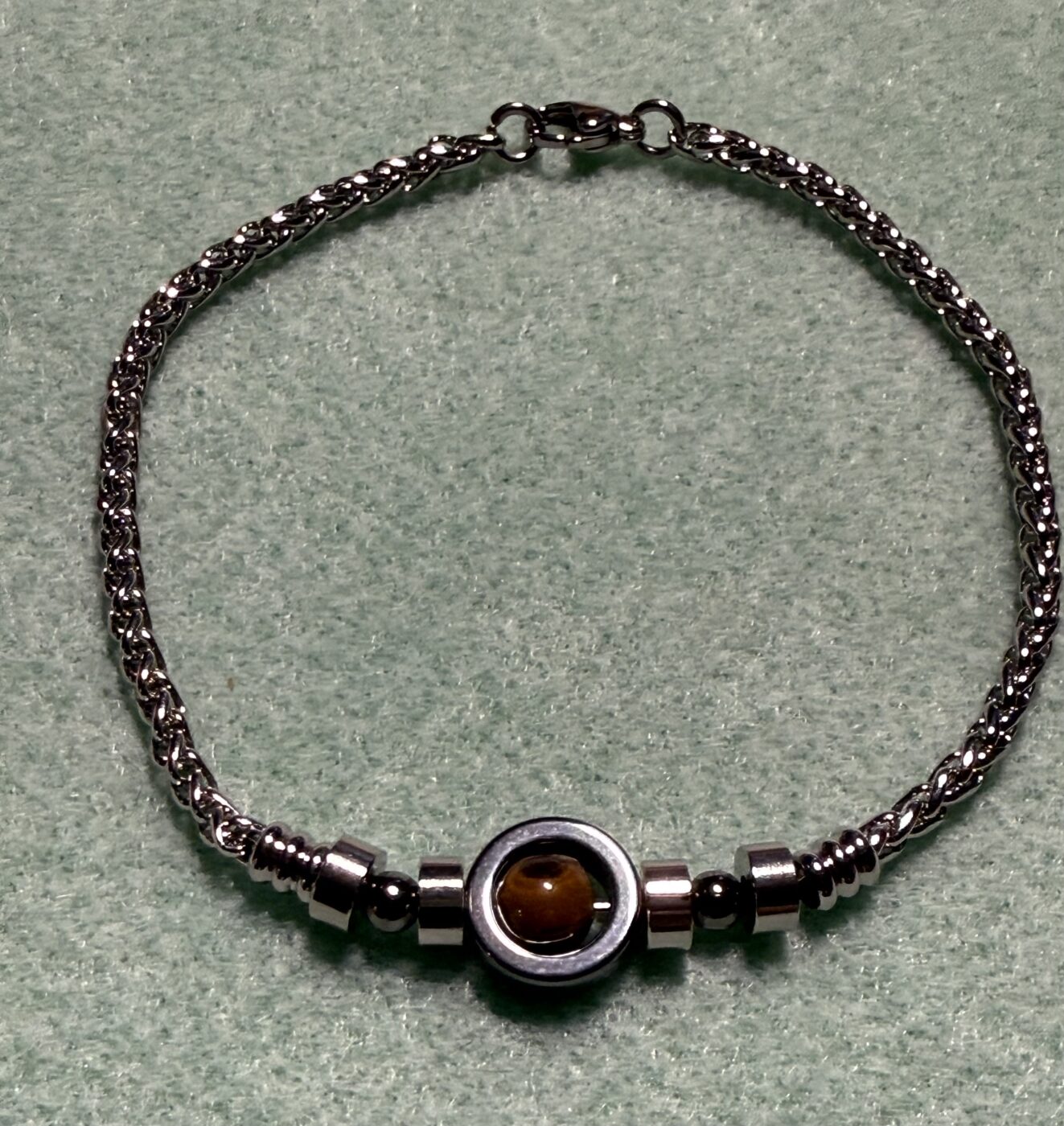 Stainless Steel, Brown Tigers Eye Bracelet