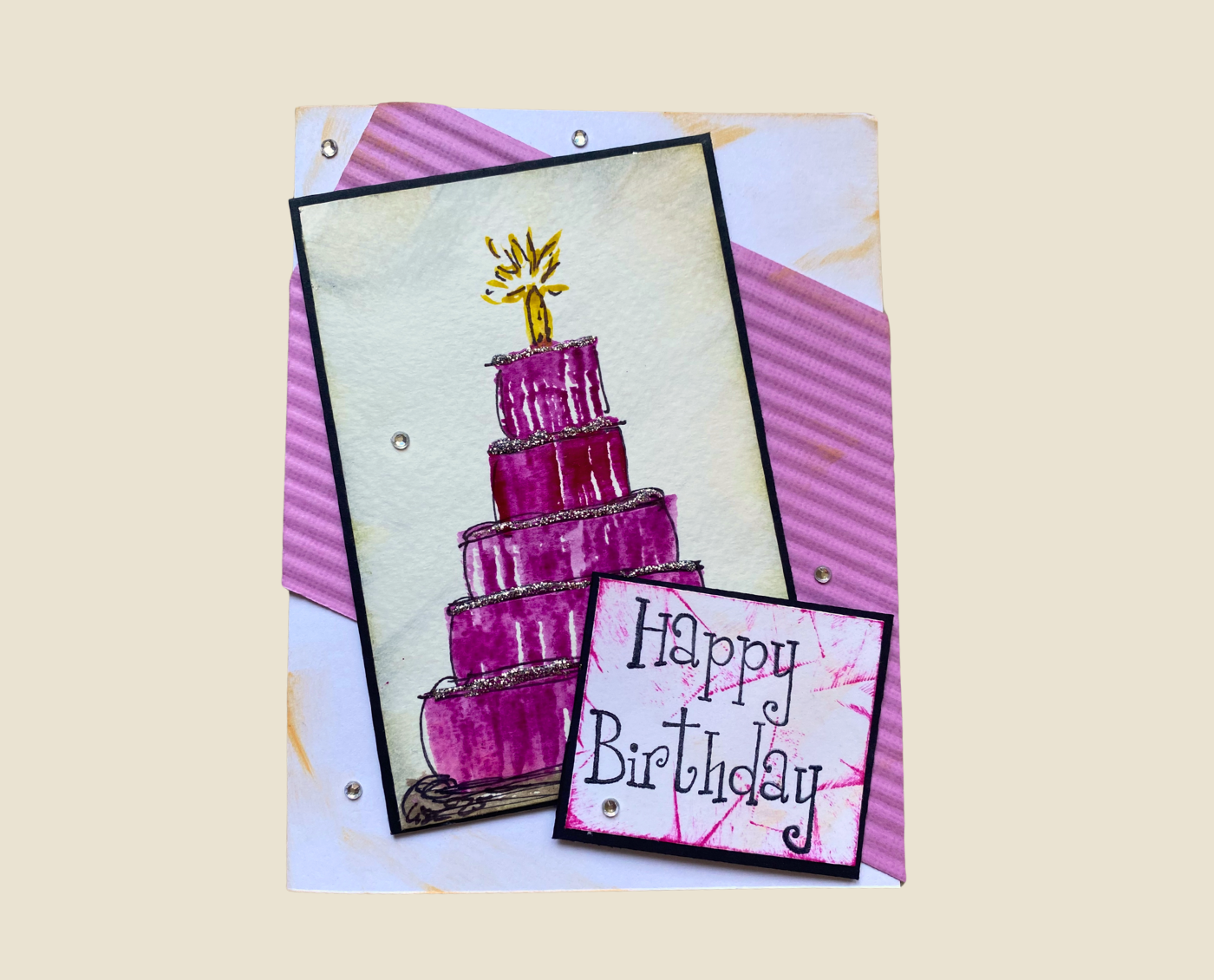 Happy Birthday (pink cake) Greeting Card