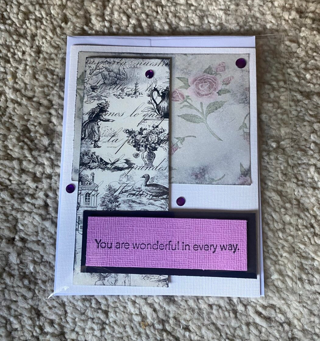 You Are Wonderful In Every Way Greeting Card (floral background)