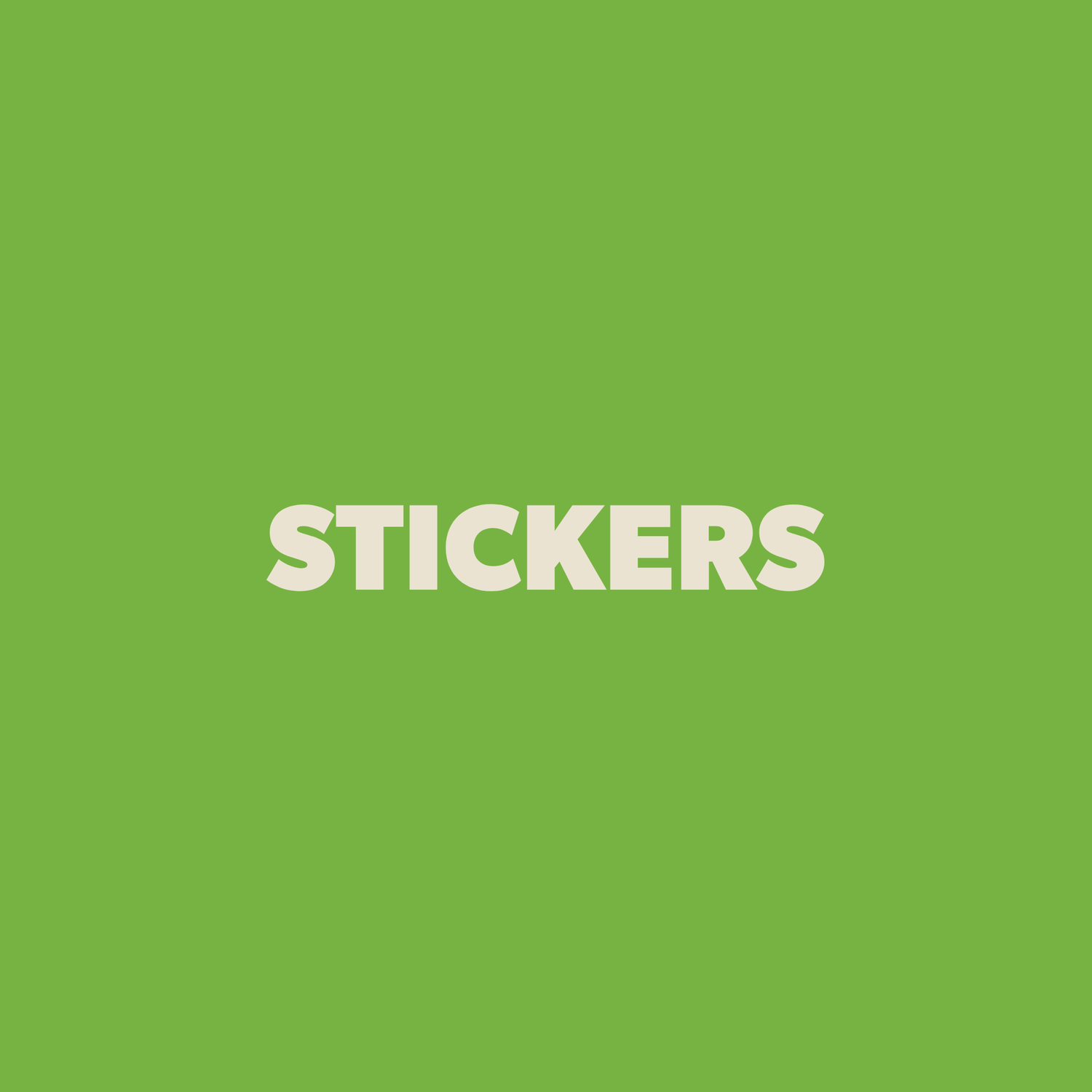 a green title card that says Stickers on it