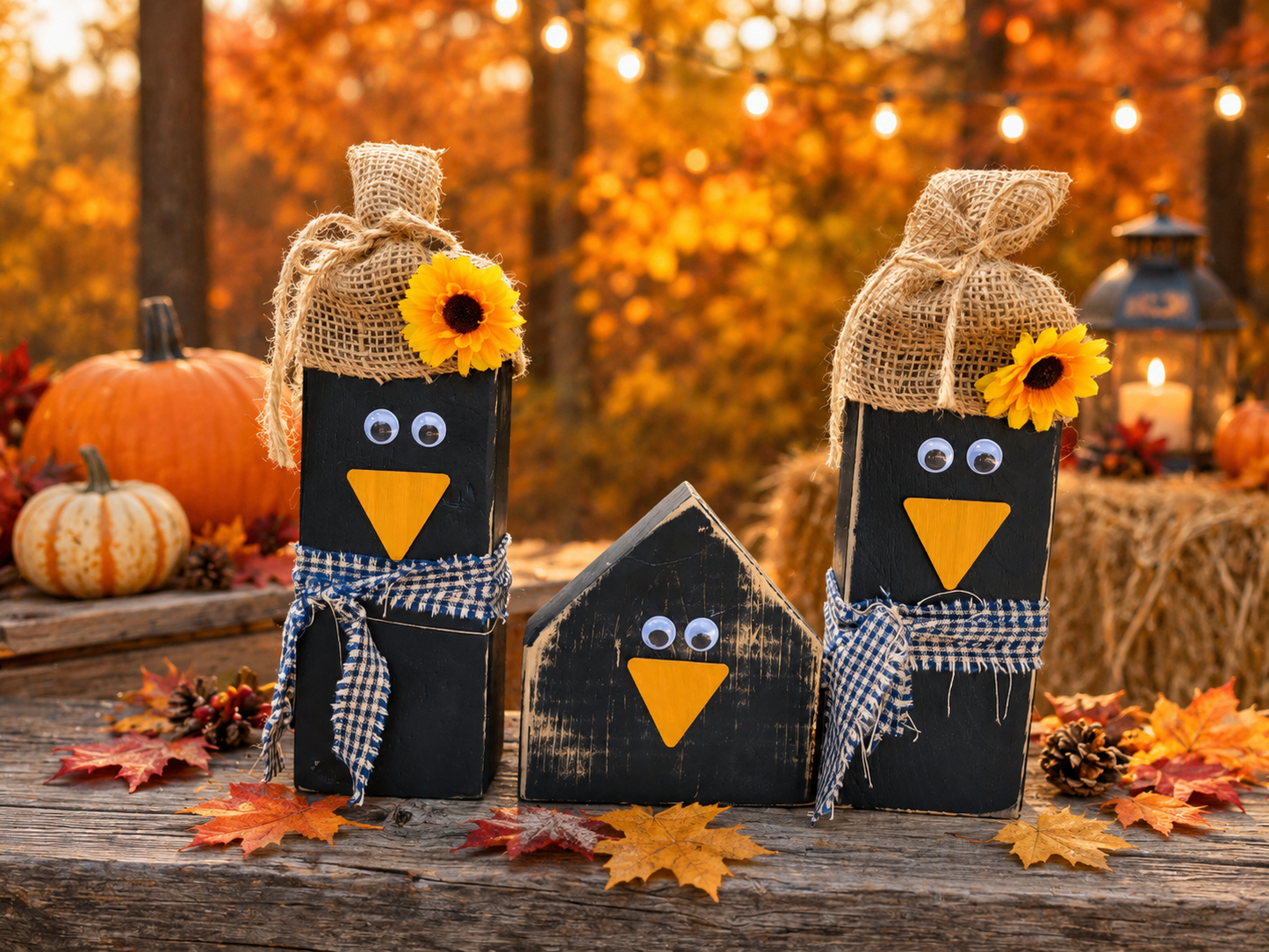 Rustic handmade crow decor