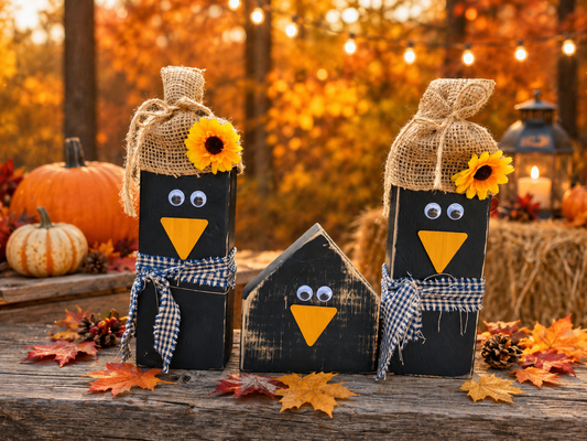 Rustic handmade crow decor
