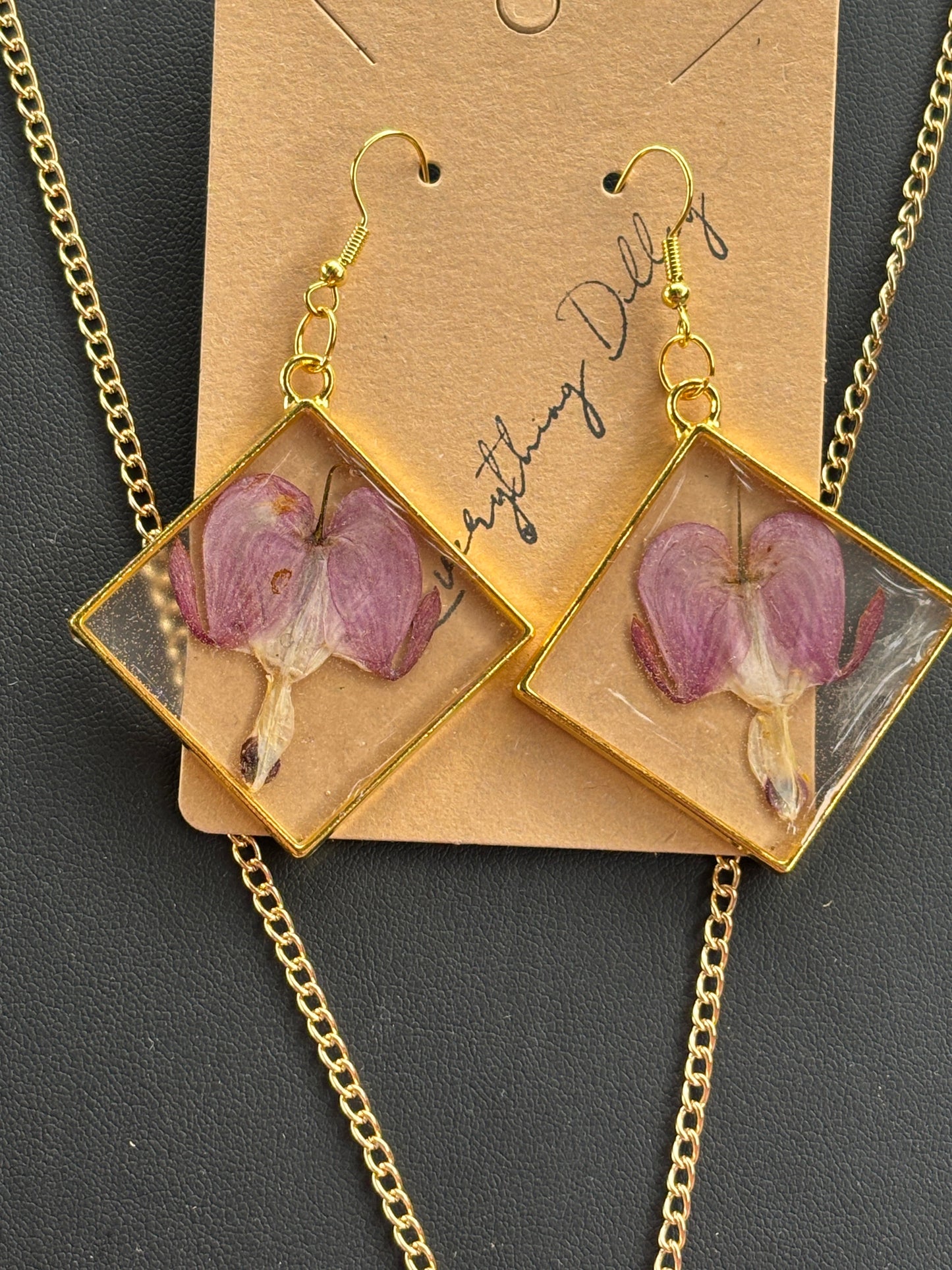 Bleeding Heart Diamond Gold Necklace & Earrings