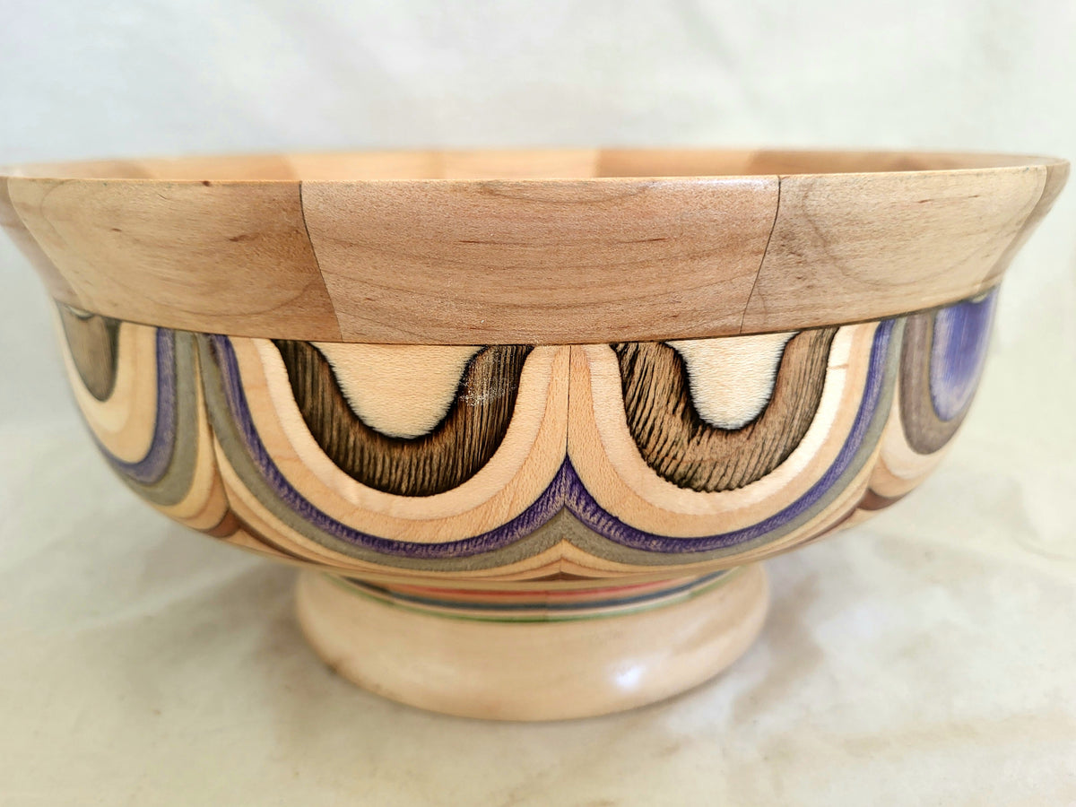 Hand-Turned Recycled Skateboard Segmented Bowl