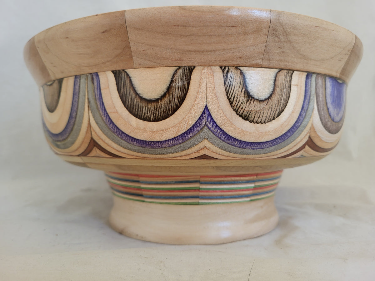Hand-Turned Recycled Skateboard Segmented Bowl