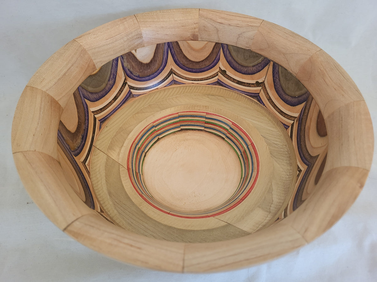 Hand-Turned Recycled Skateboard Segmented Bowl