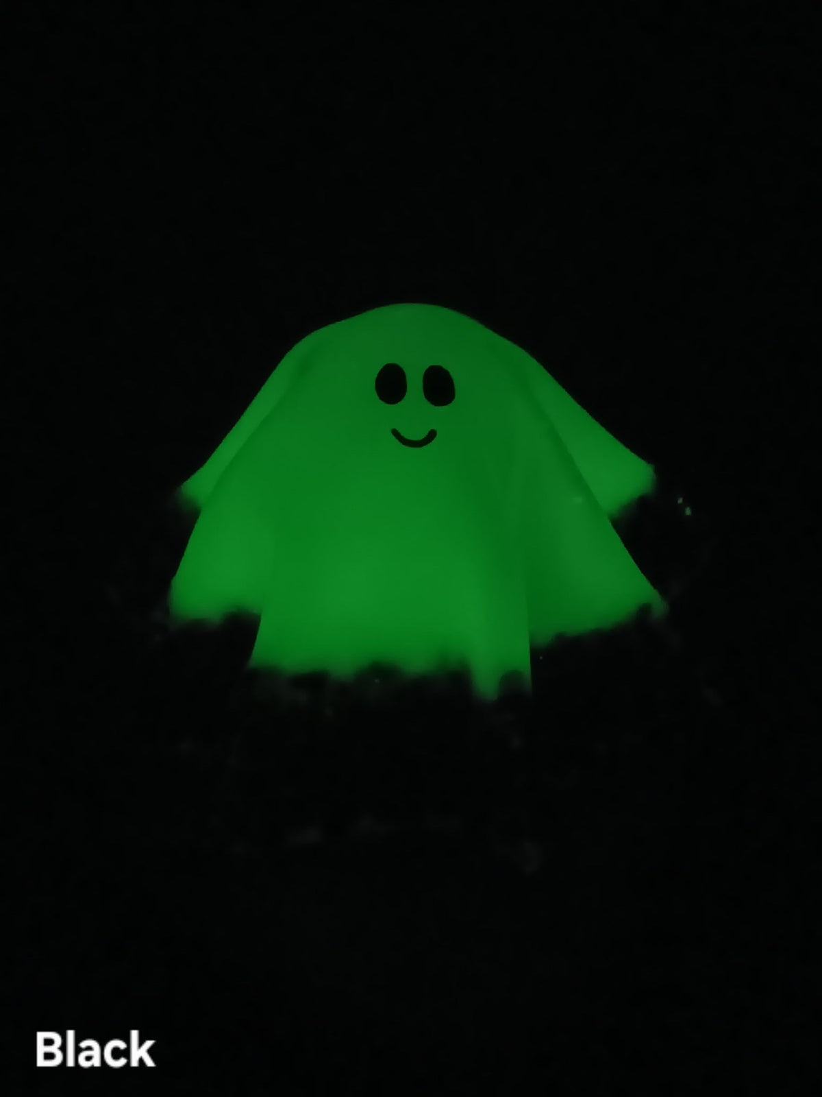Large glow-in-the-dark ghost, green glow with dark glitter hem