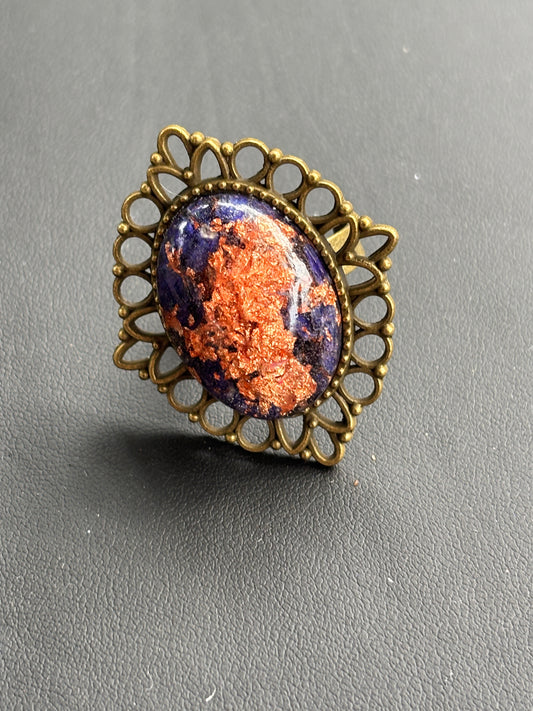 Blue Grape Hyacinth & Copper Ring