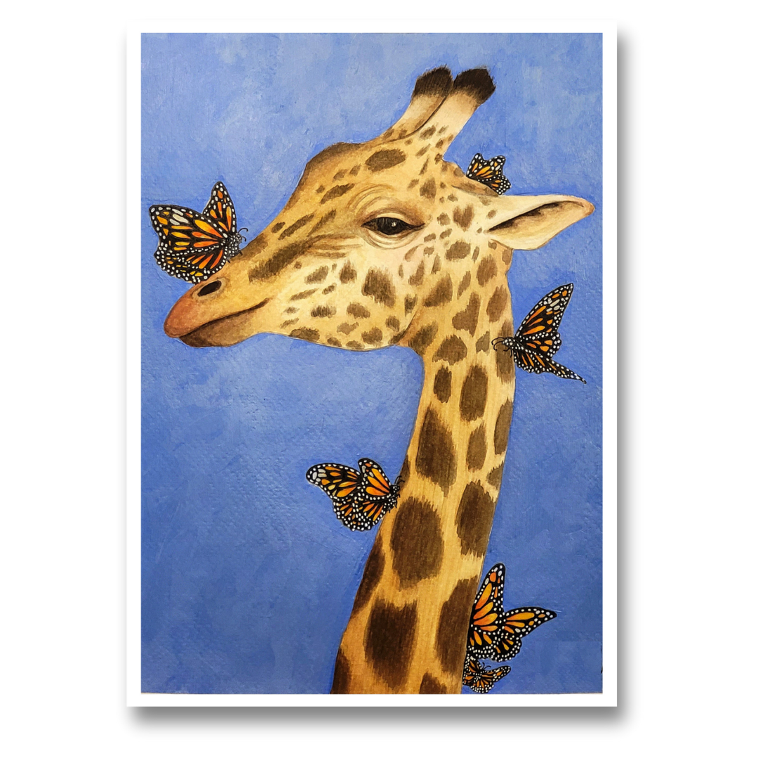 Giraffe Flutters Art Print