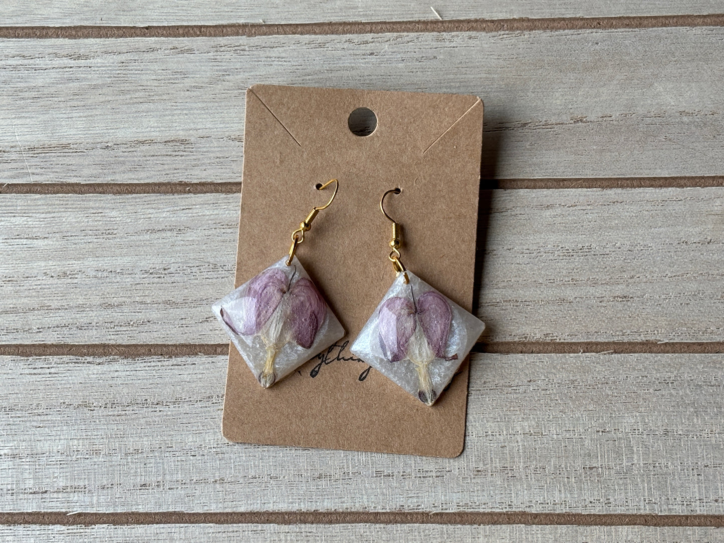 Bleeding Heart White on Gold Earrings