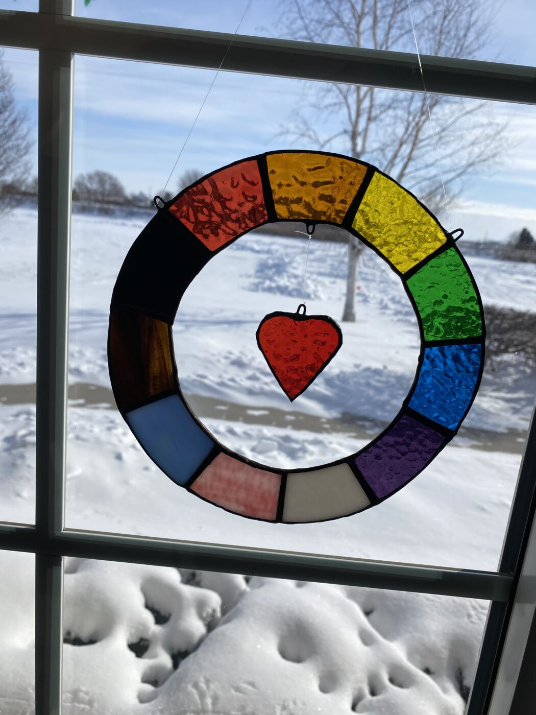 Stained Glass Circular Progress Pride Rainbow Colours Suncatcher