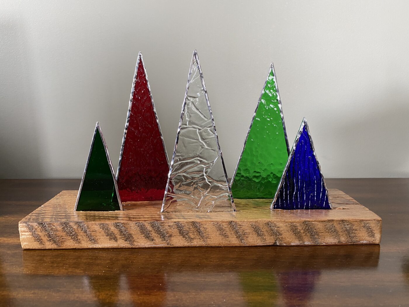 Stained Glass Winter Wonderland Trees Centrepiece - Festive Christmas Colours