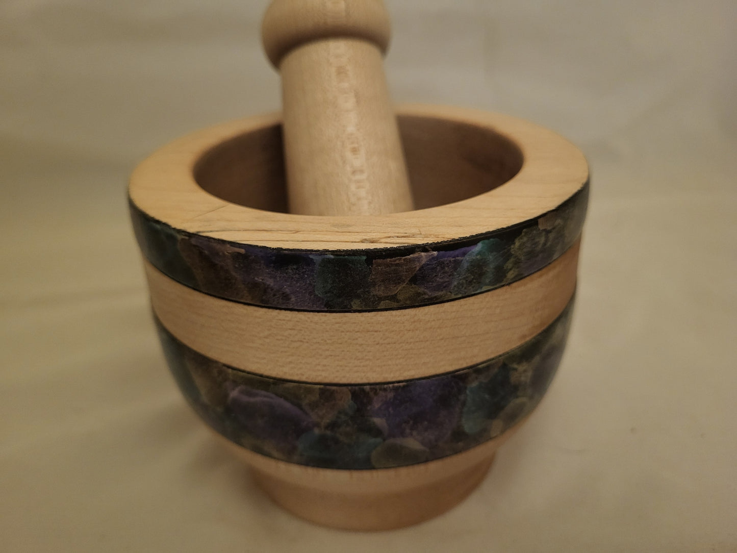 Hand-Turned Culinary Mortar and Pestle with “Cosmic Cloud” Accents