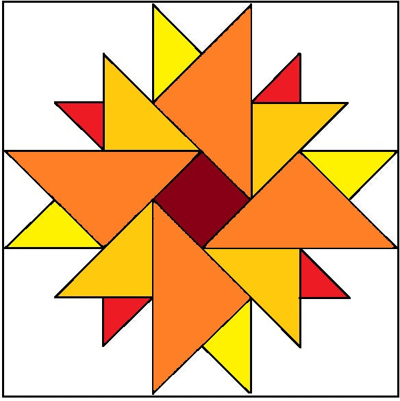 Barn Quilt Kit - Double Aster -Blue/yellow