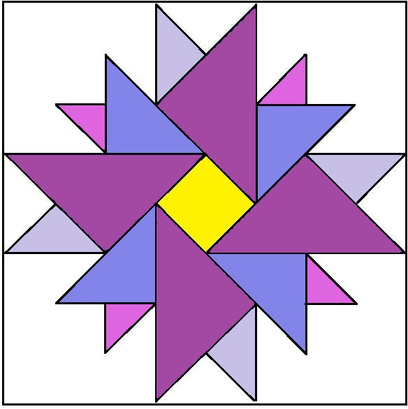 Barn Quilt Kit - Double Aster -Blue/yellow