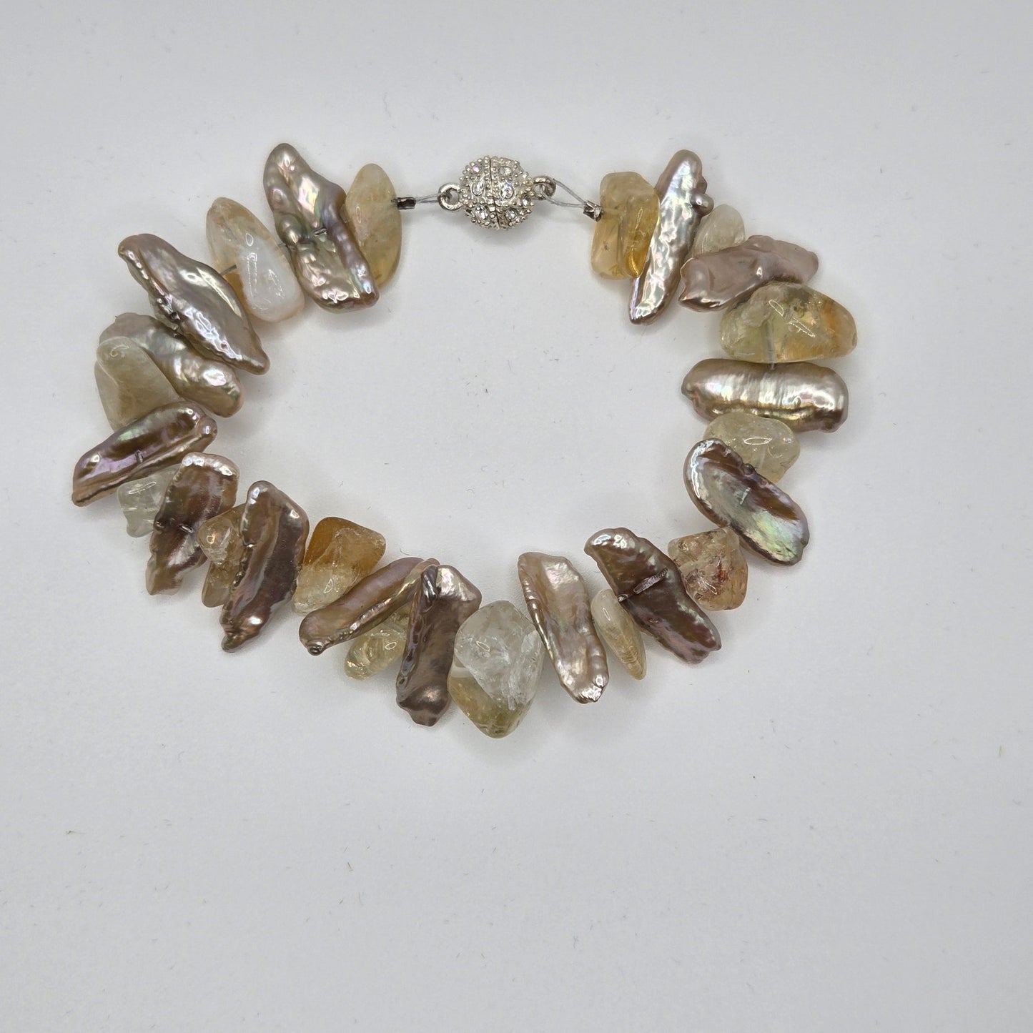1930s Citrine and Biwa Pearl Bracelet