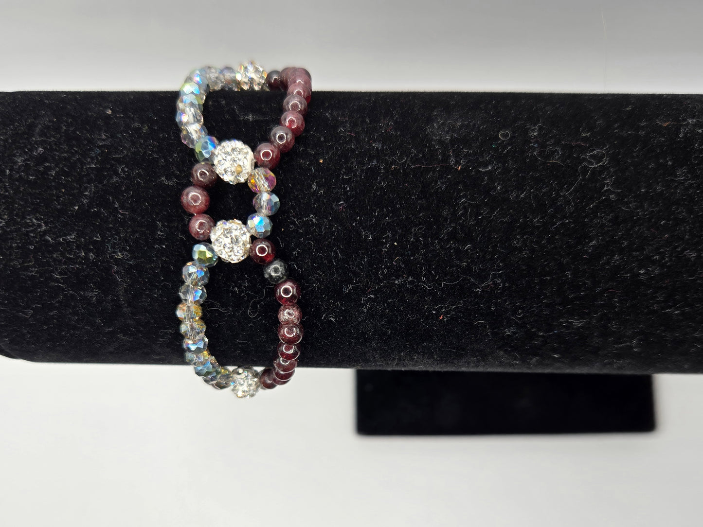 Garnet & Crystal Woven Bracelet