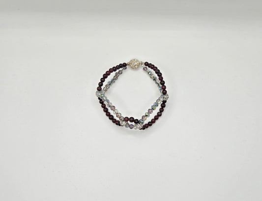 Garnet & Crystal Woven Bracelet
