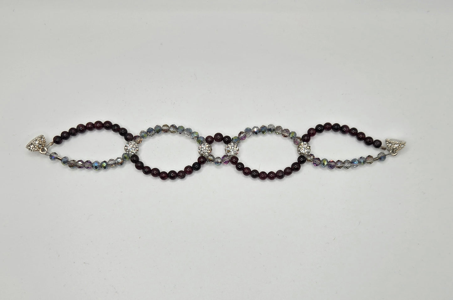 Garnet & Crystal Woven Bracelet