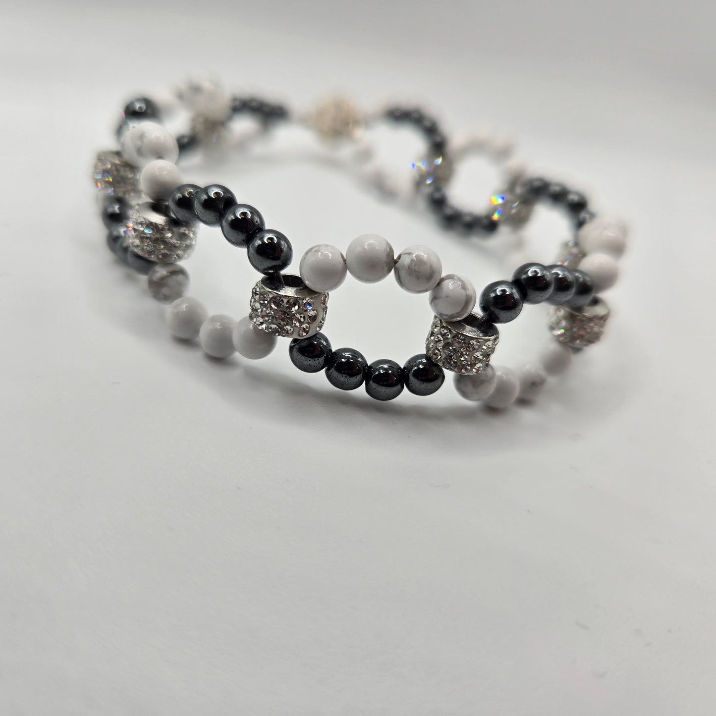 Hematite & Howlite Woven Bracelet