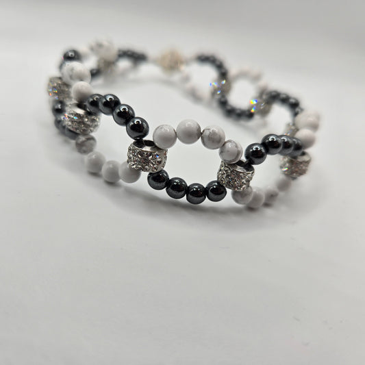 Hematite & Howlite Woven Bracelet