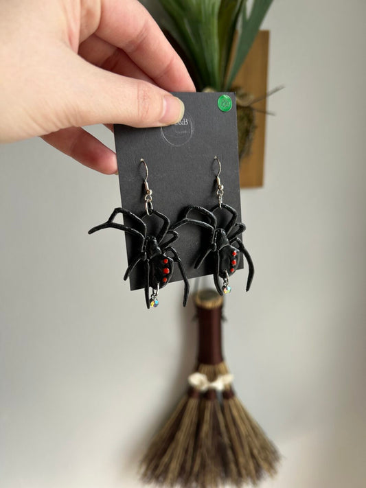 Black Widow Spider Earrings